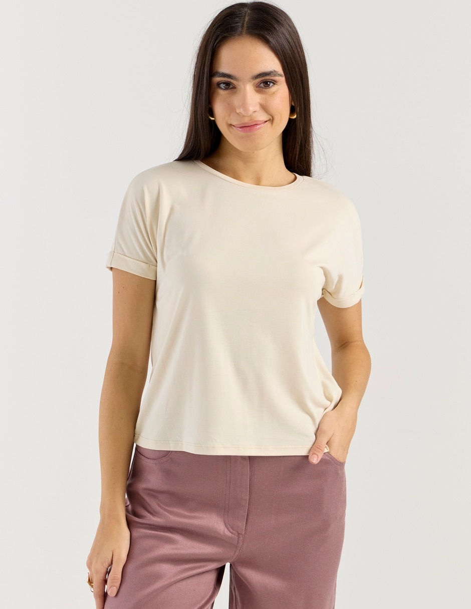 Playera manga corta cuello redondo para mujer