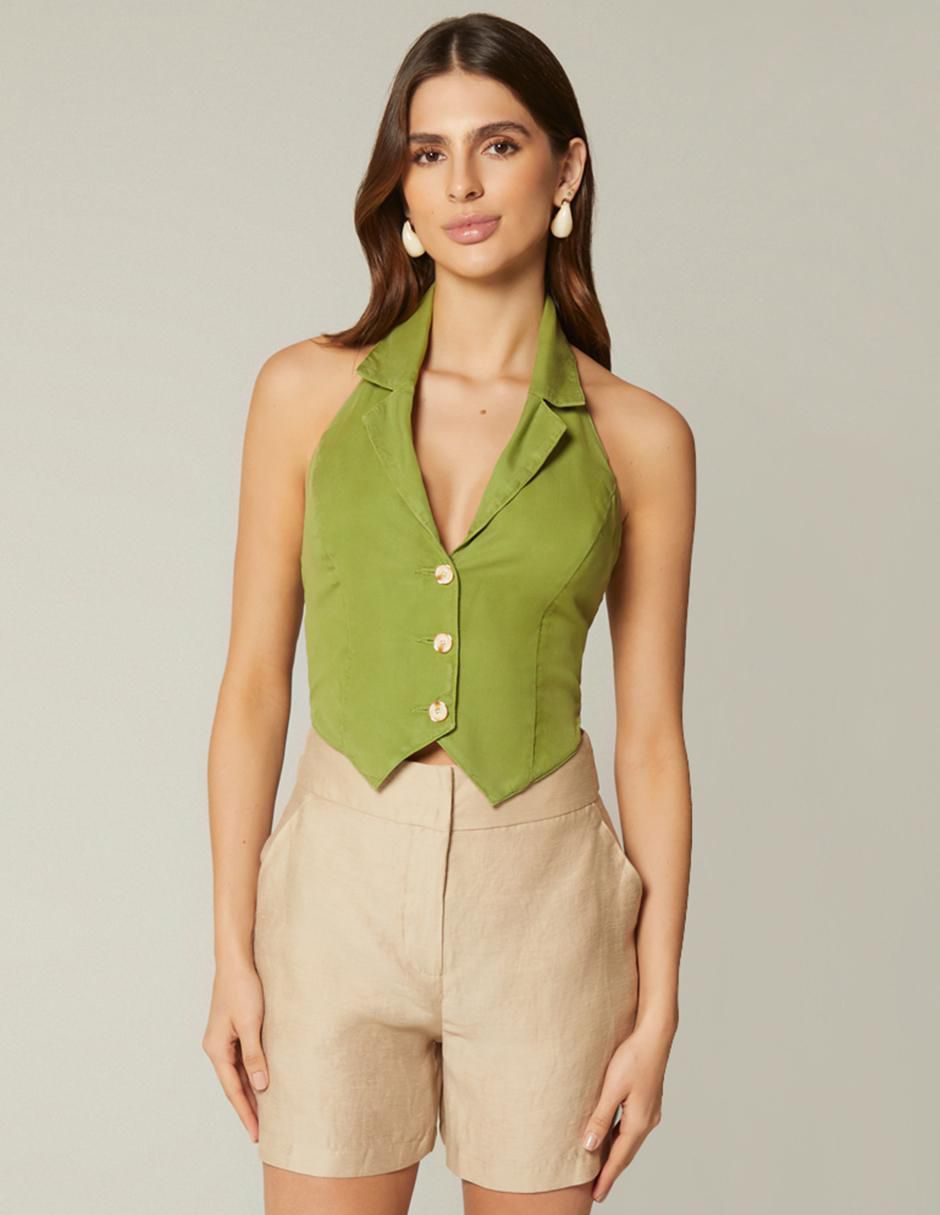 Top cuello solapa escote V