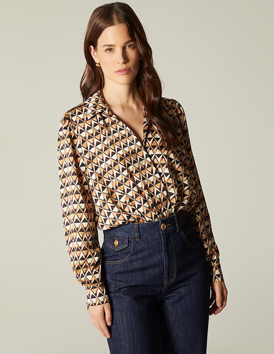 Body cuello camisero escote V para mujer