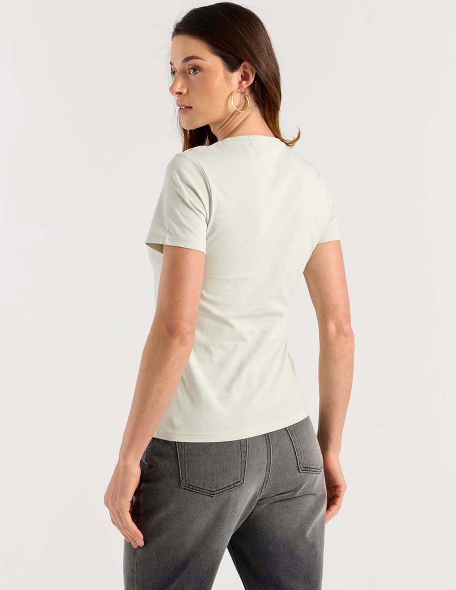 Playera manga corta cuello V para mujer 2