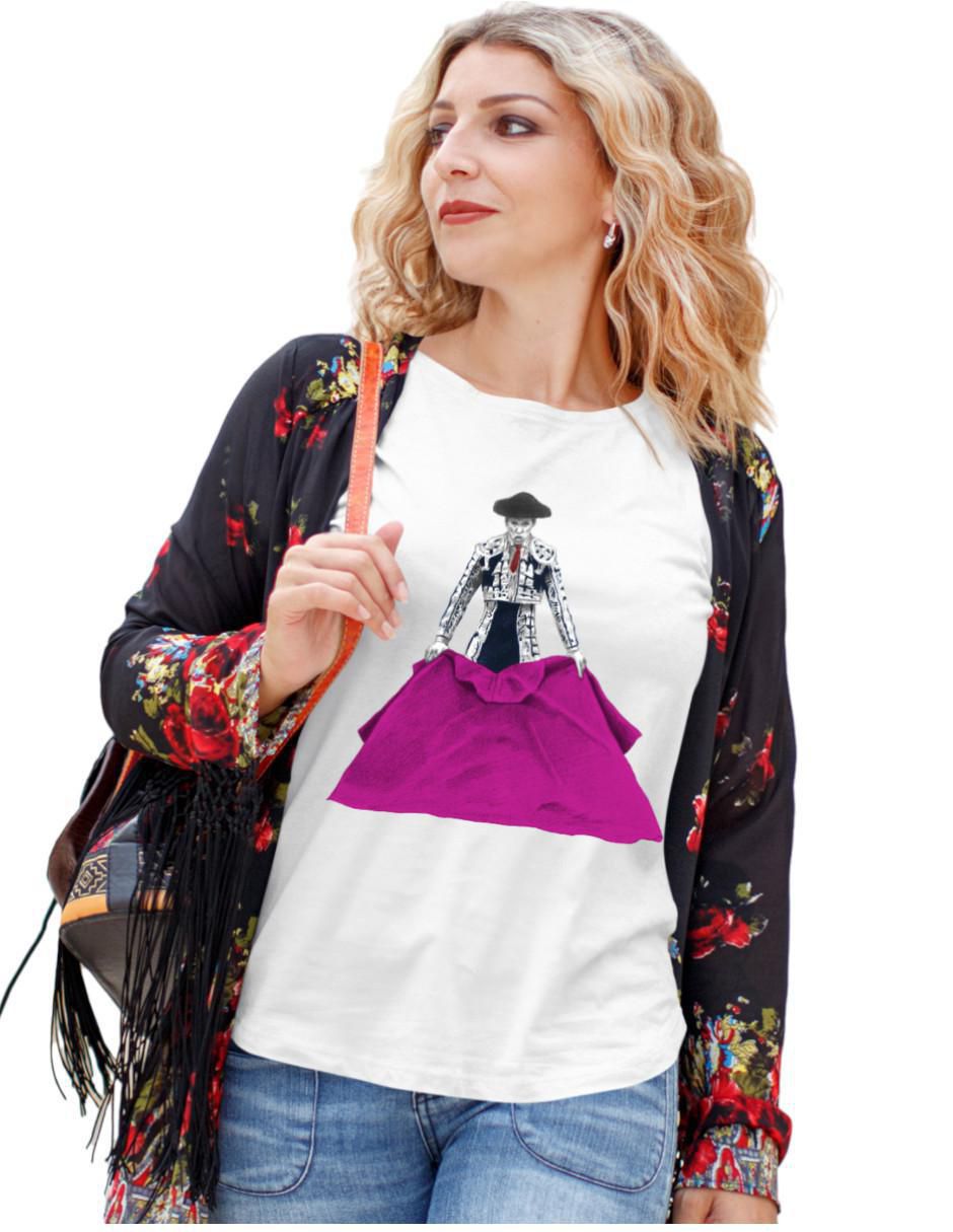 Playera manga corta Toro Tauromaquia Torero cuello redondo para mujer