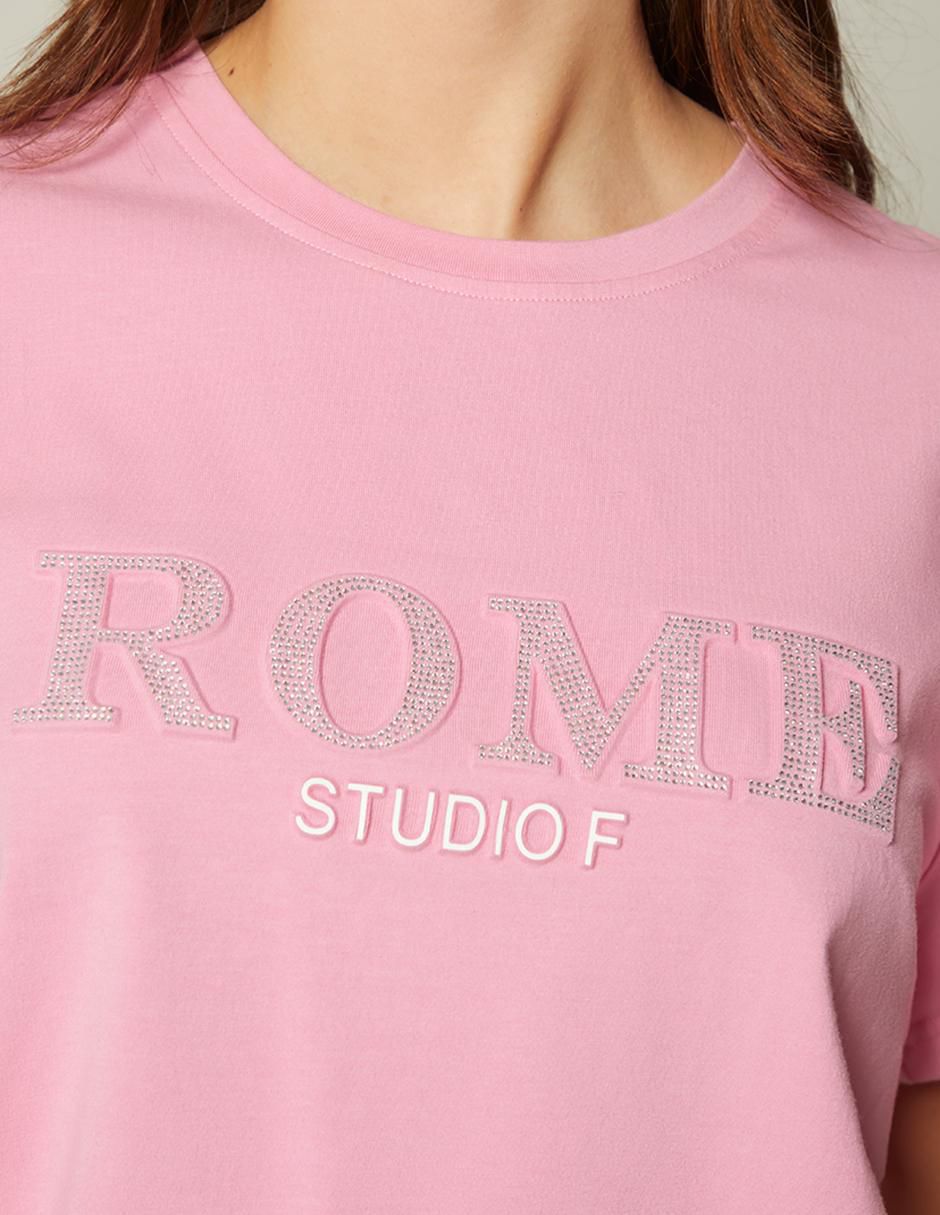 Playera manga corta Rome cuello redondo para mujer 3