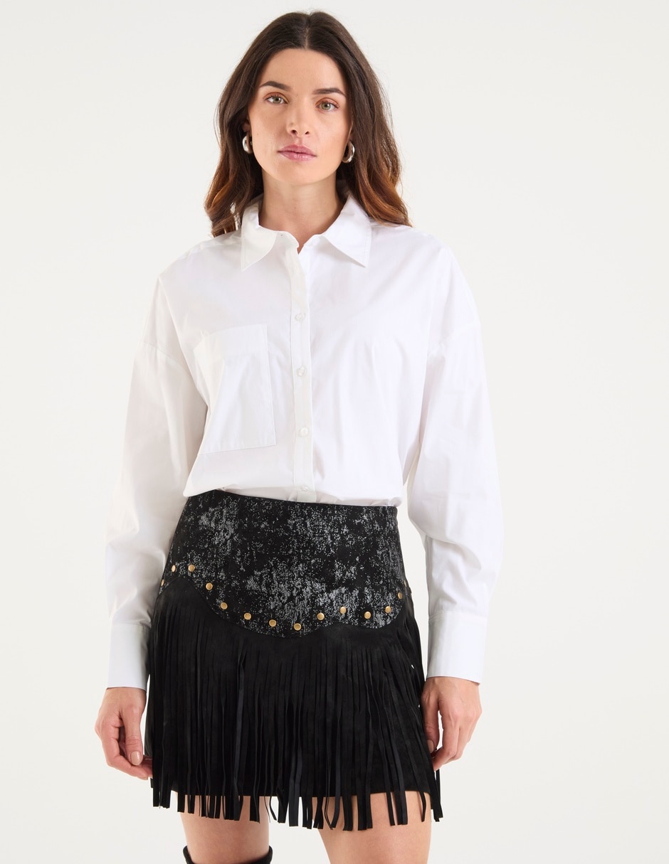 Camisa de algodón manga larga para mujer