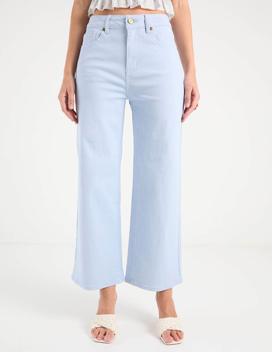 Jeans capri wide leg para mujer
