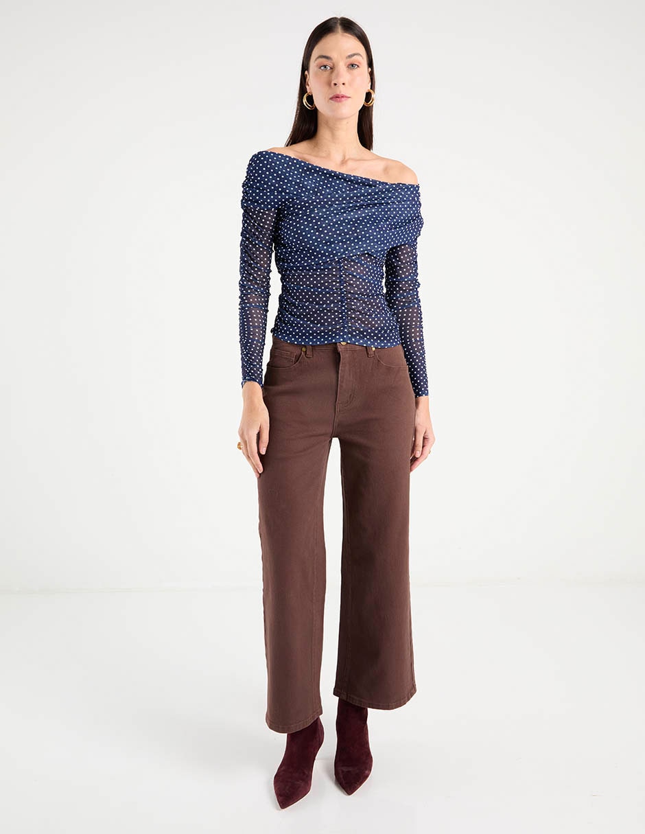 Jeans capri wide leg para mujer 2