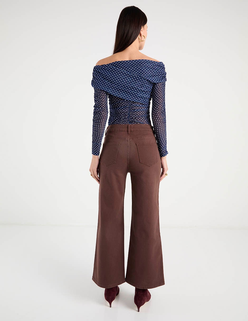 Jeans capri wide leg para mujer 6