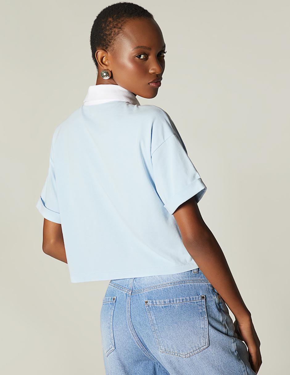 Top cuello camisero manga corta 2