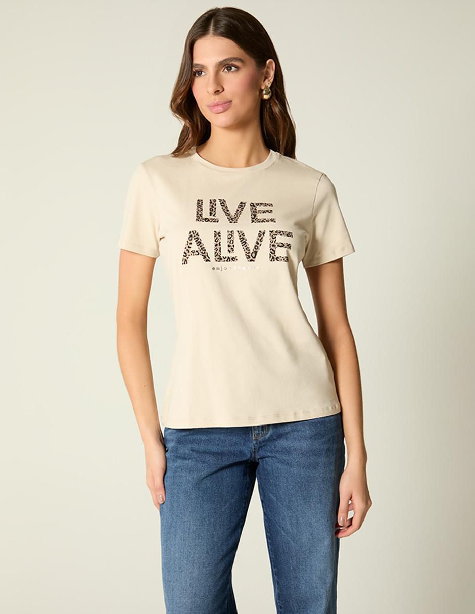 Playera manga corta Piton Style cuello redondo para mujer