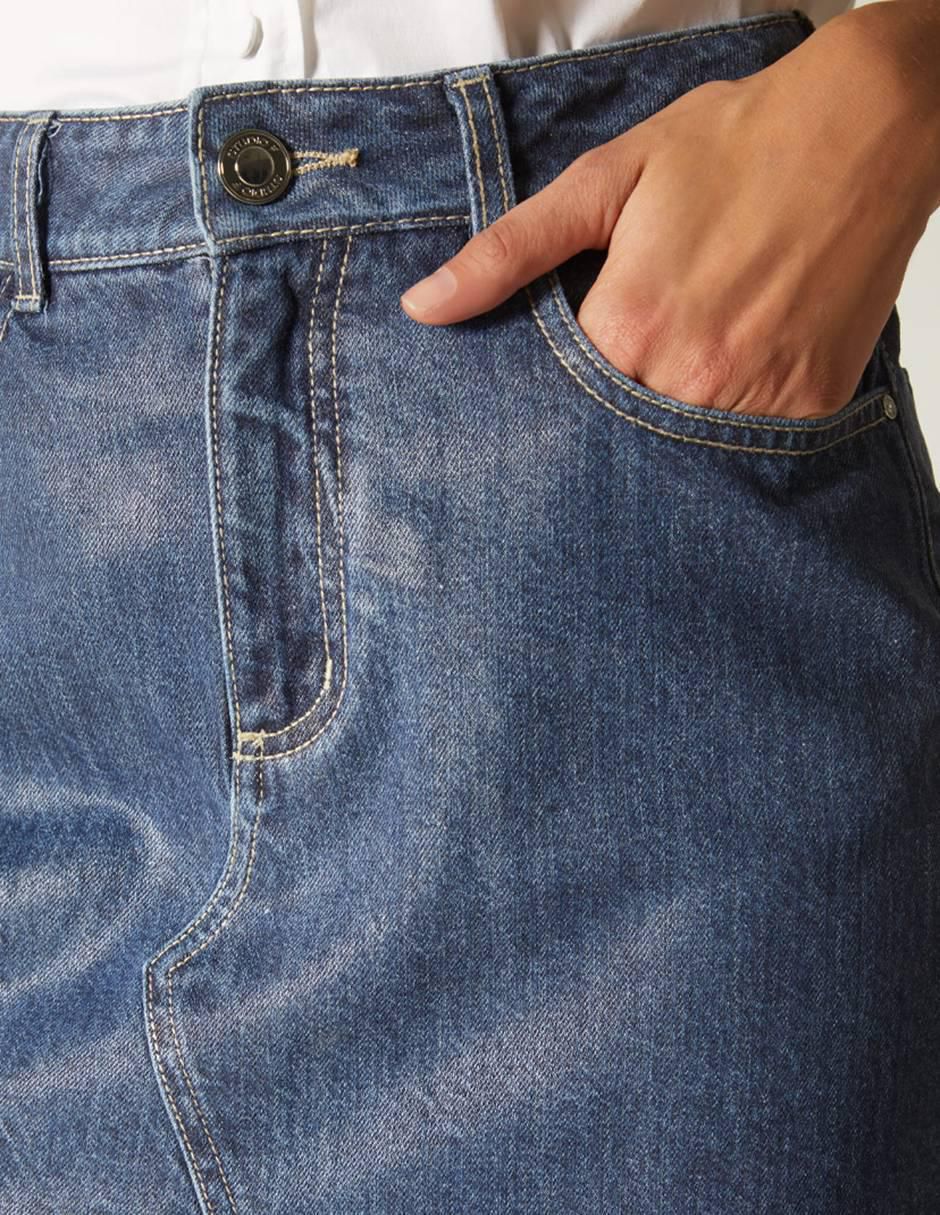 Falda mini Liquid Denim de mezclilla a la cintura