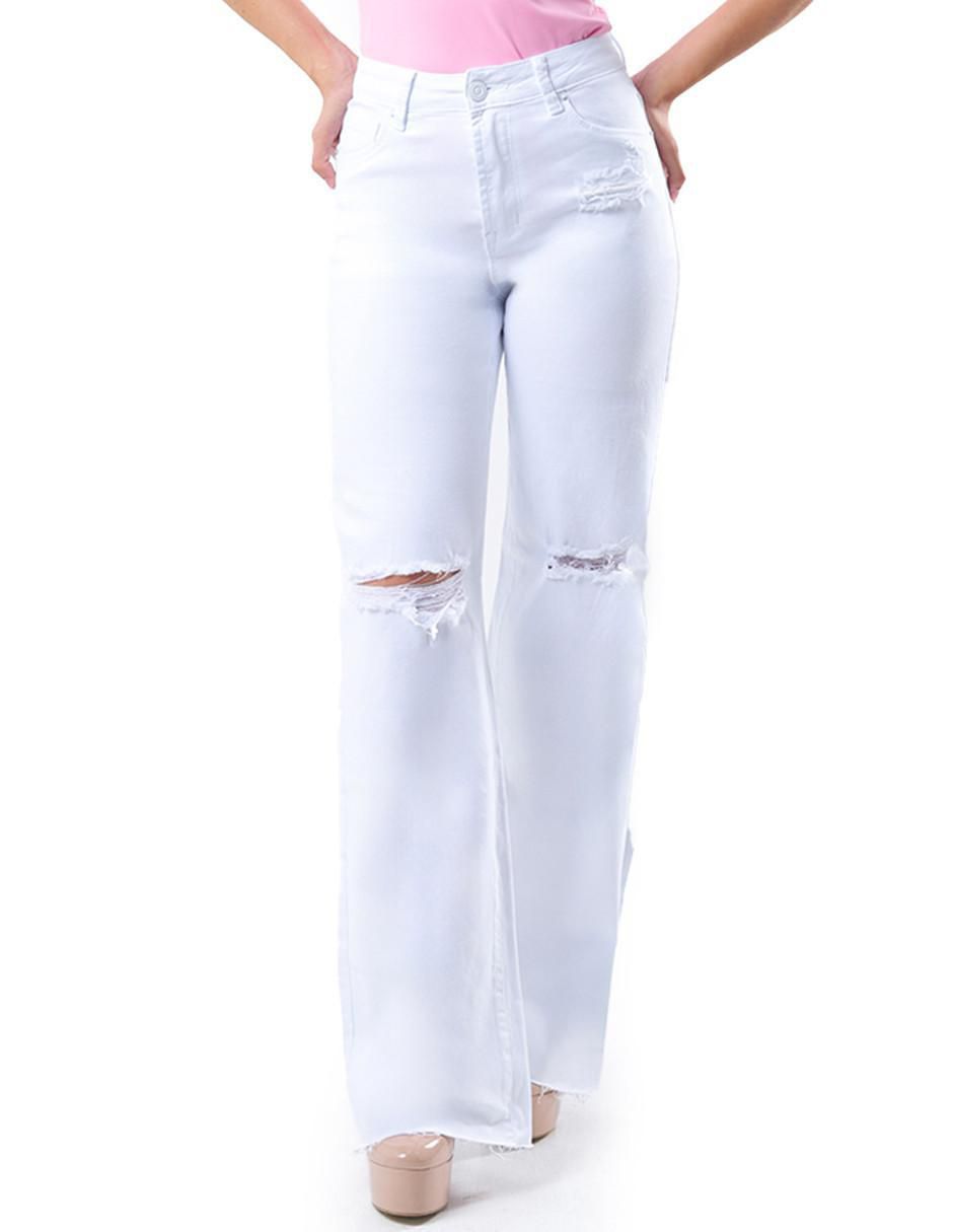 Jeans straight corte cintura para mujer