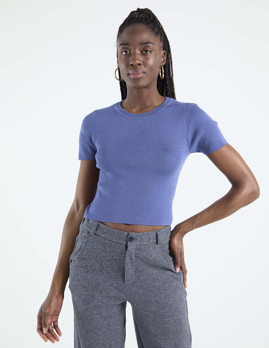 Playera manga corta cuello redondo para mujer