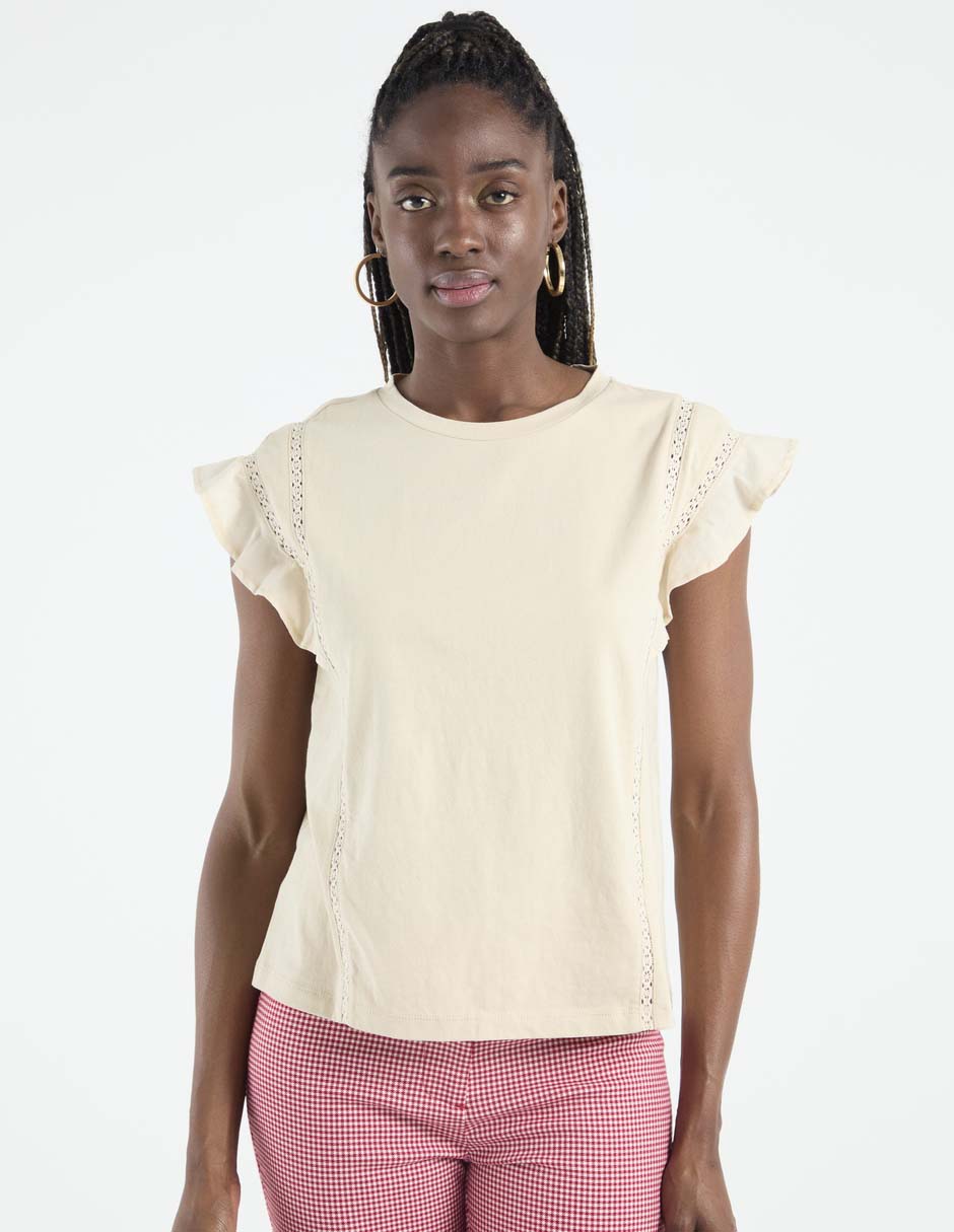Playera manga corta cuello redondo para mujer