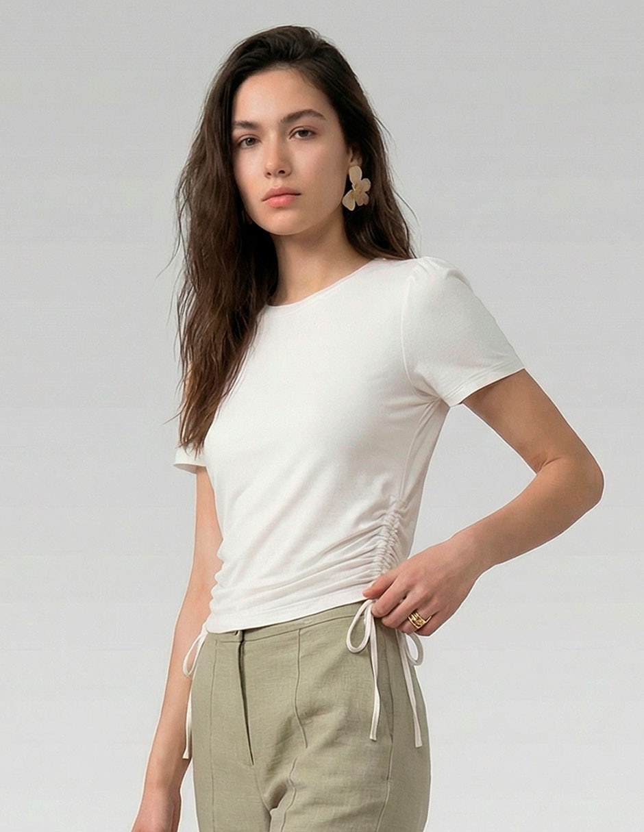 Playera manga corta cuello redondo para mujer