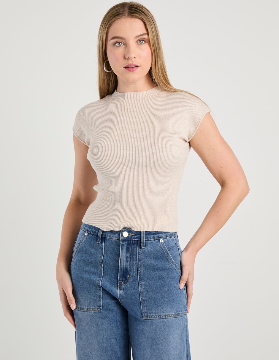 Playera manga corta cuello redondo para mujer