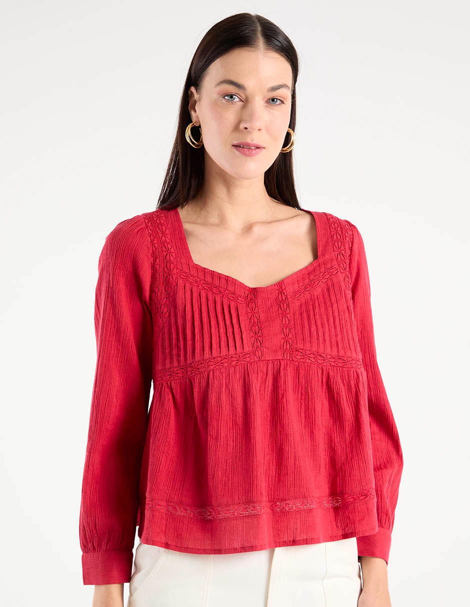 Blusa manga larga para mujer