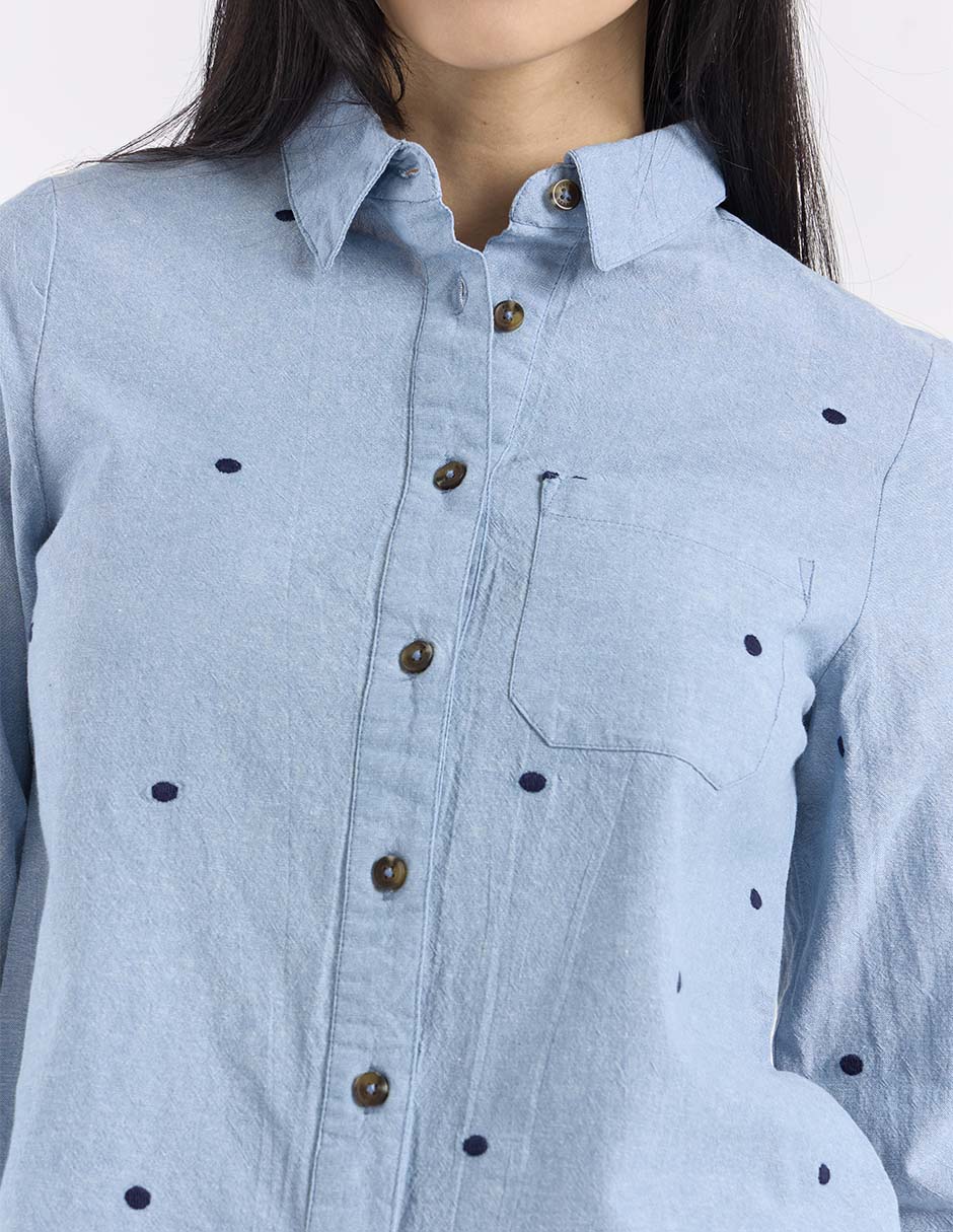 Camisa de algodón manga larga para mujer 4