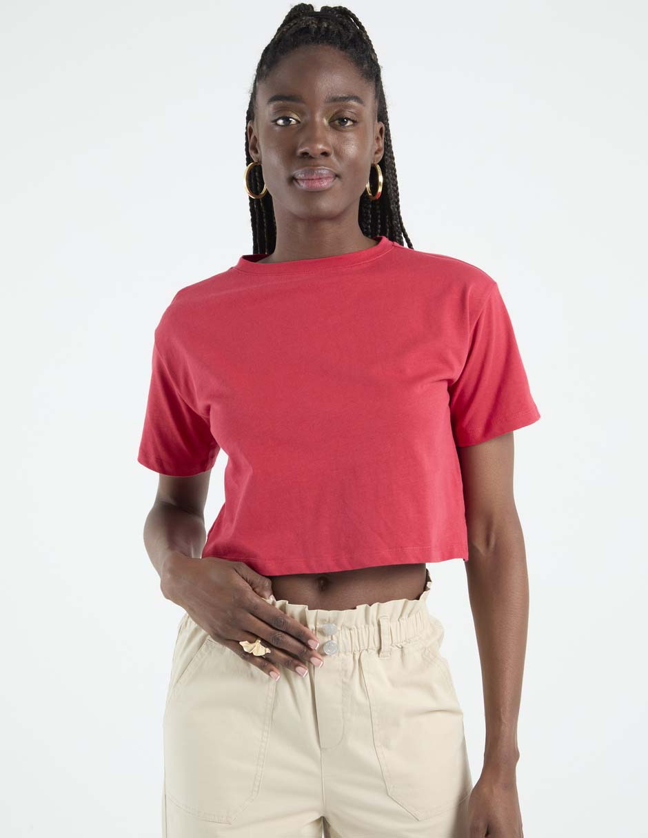 Playera manga corta cuello redondo para mujer