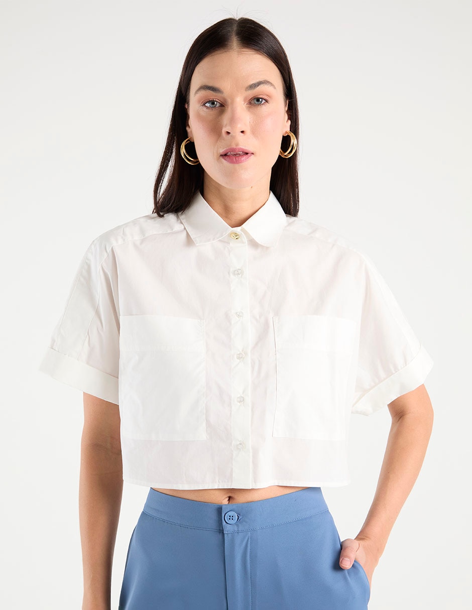Camisa de algodón manga corta para mujer