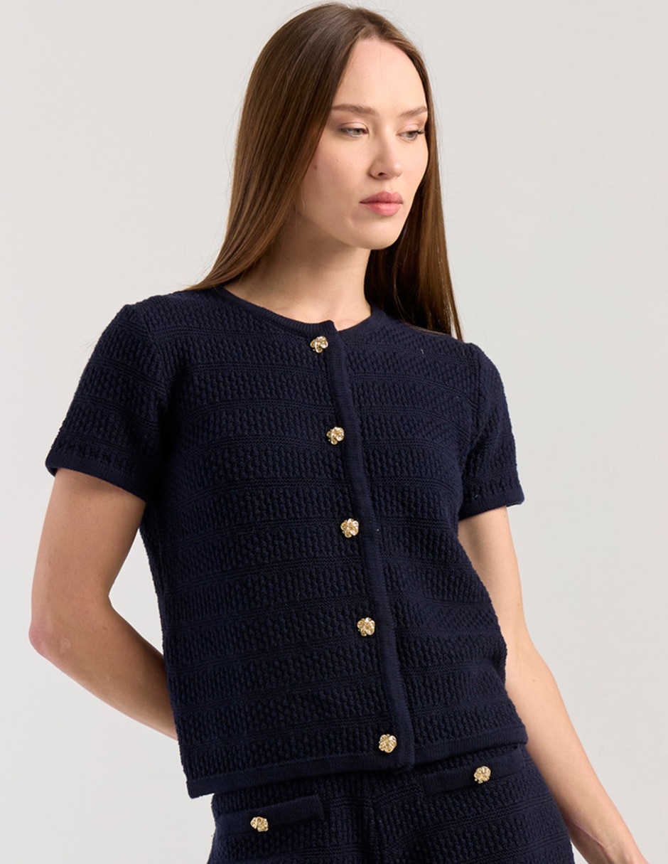 Suéter cuello con botón para mujer Suéter cuello con botón para mujer