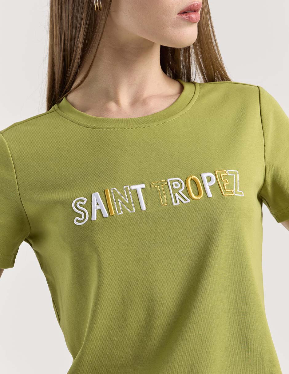Playera manga corta cuello redondo para mujer 4