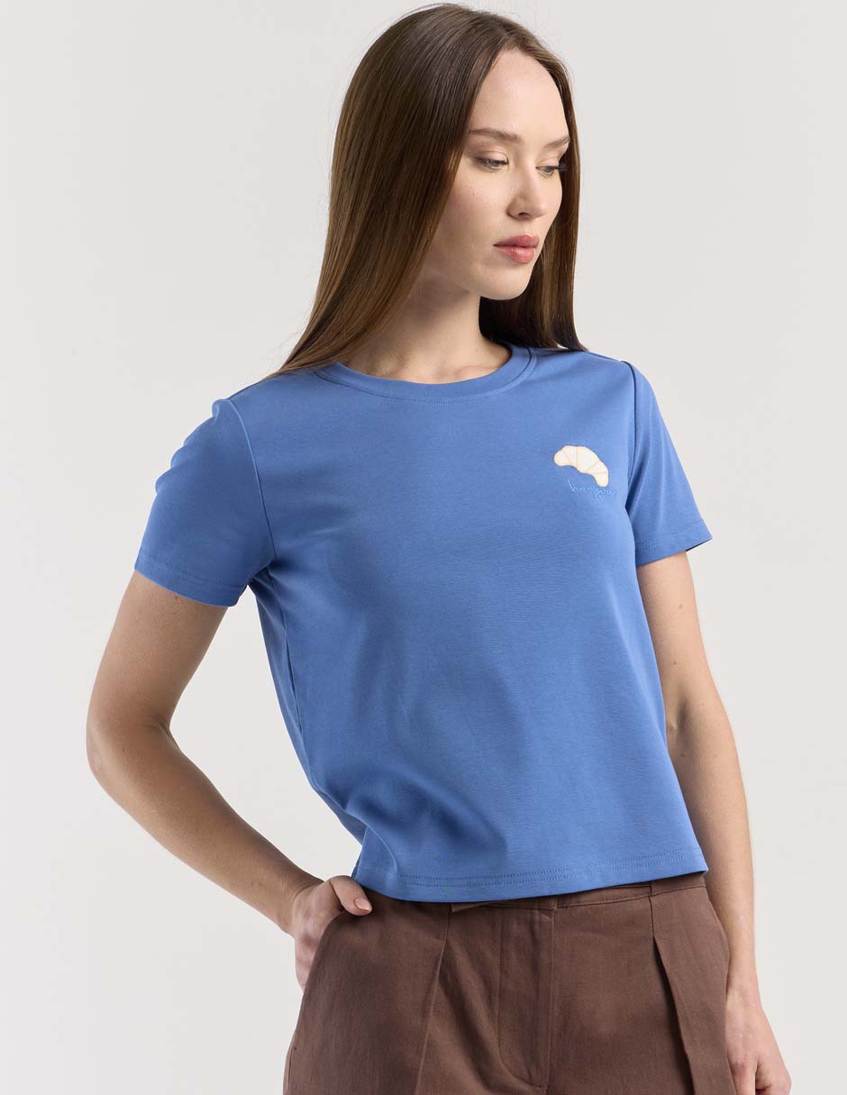 Playera manga corta cuello redondo para mujer