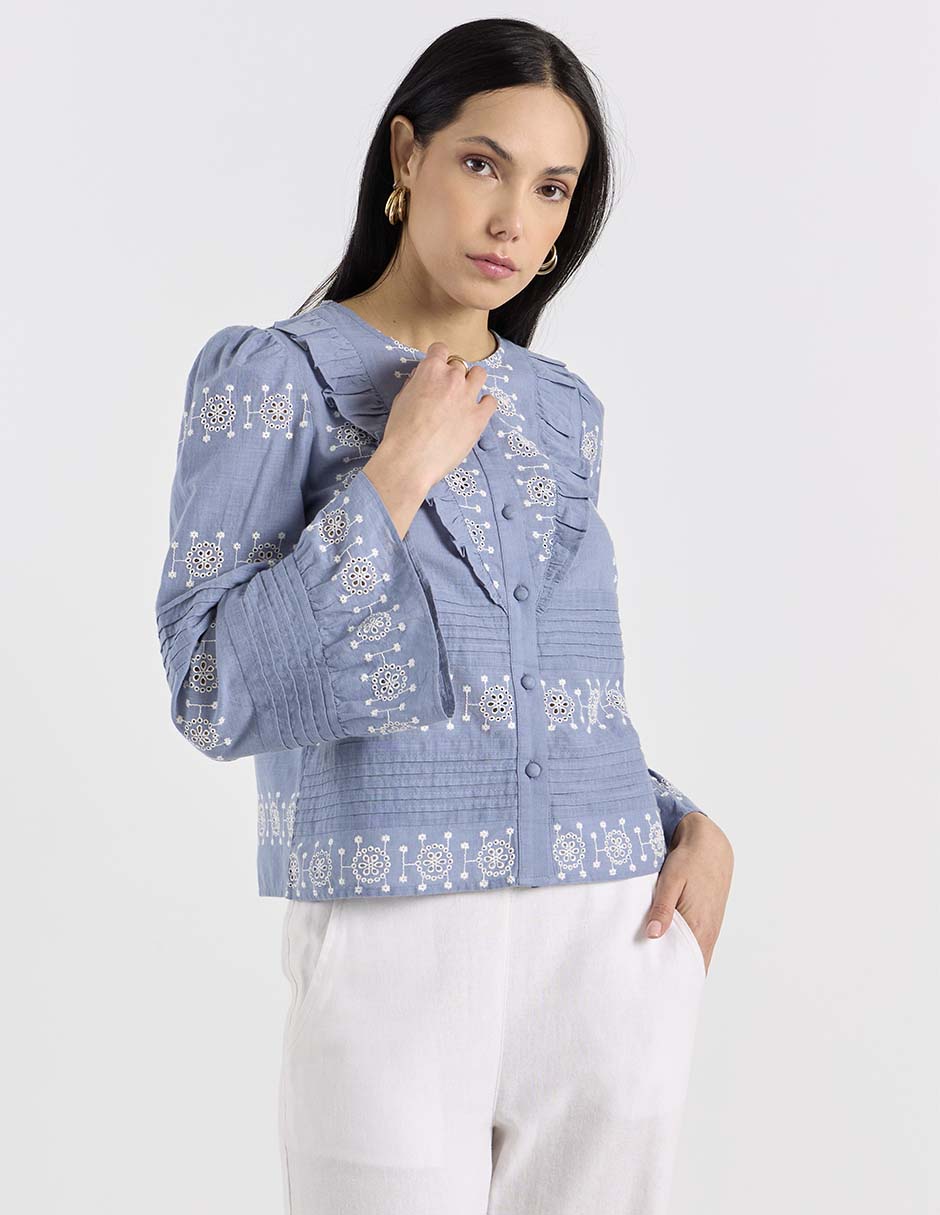Blusa manga larga para mujer