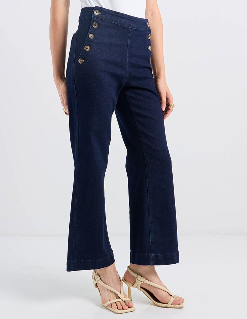 Jeans coulotte straight cintura alta Petite Studio para mujer