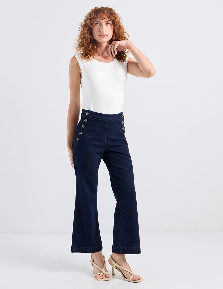 Jeans coulotte straight cintura alta Petite Studio para mujer 3