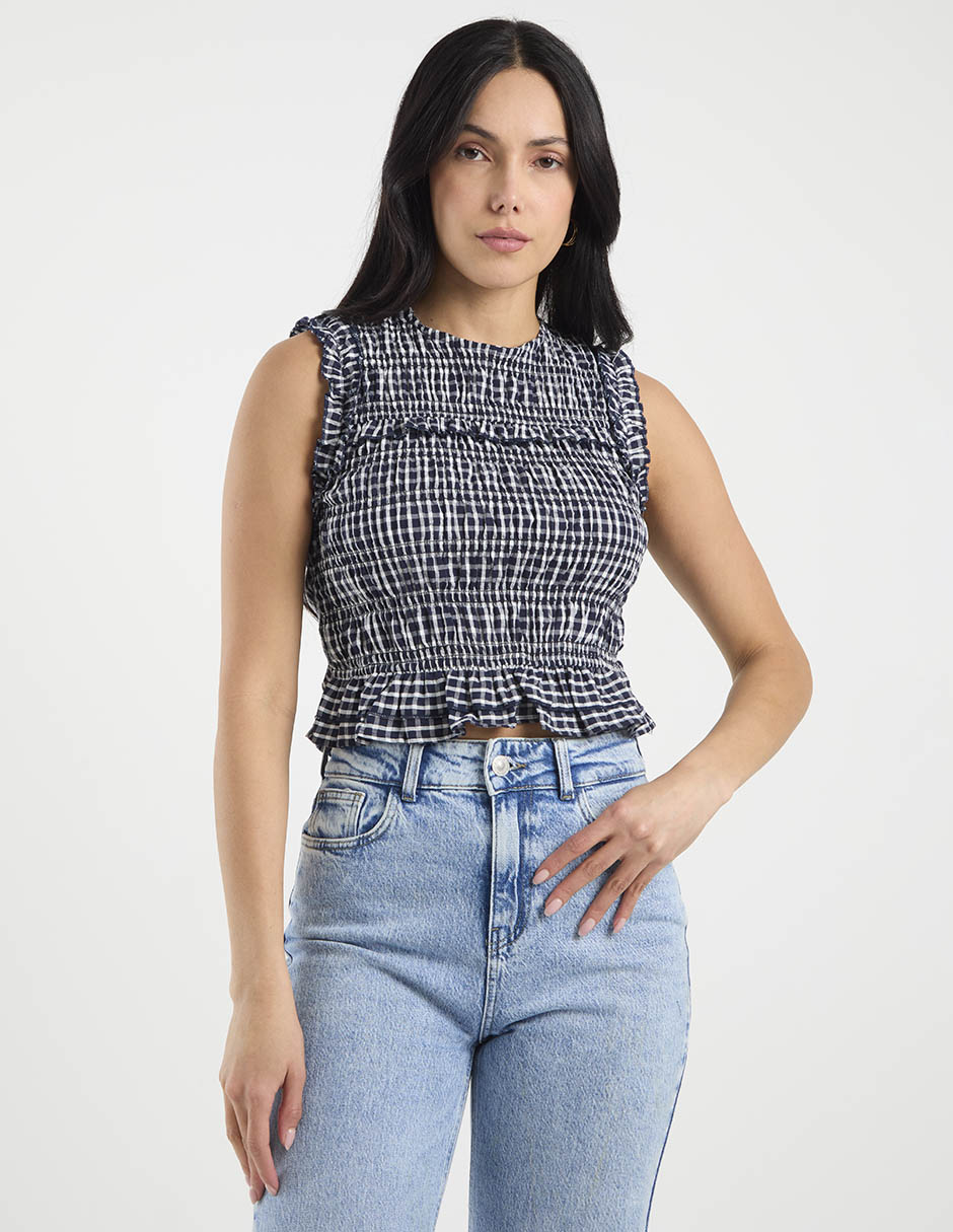 Top cuello redondo