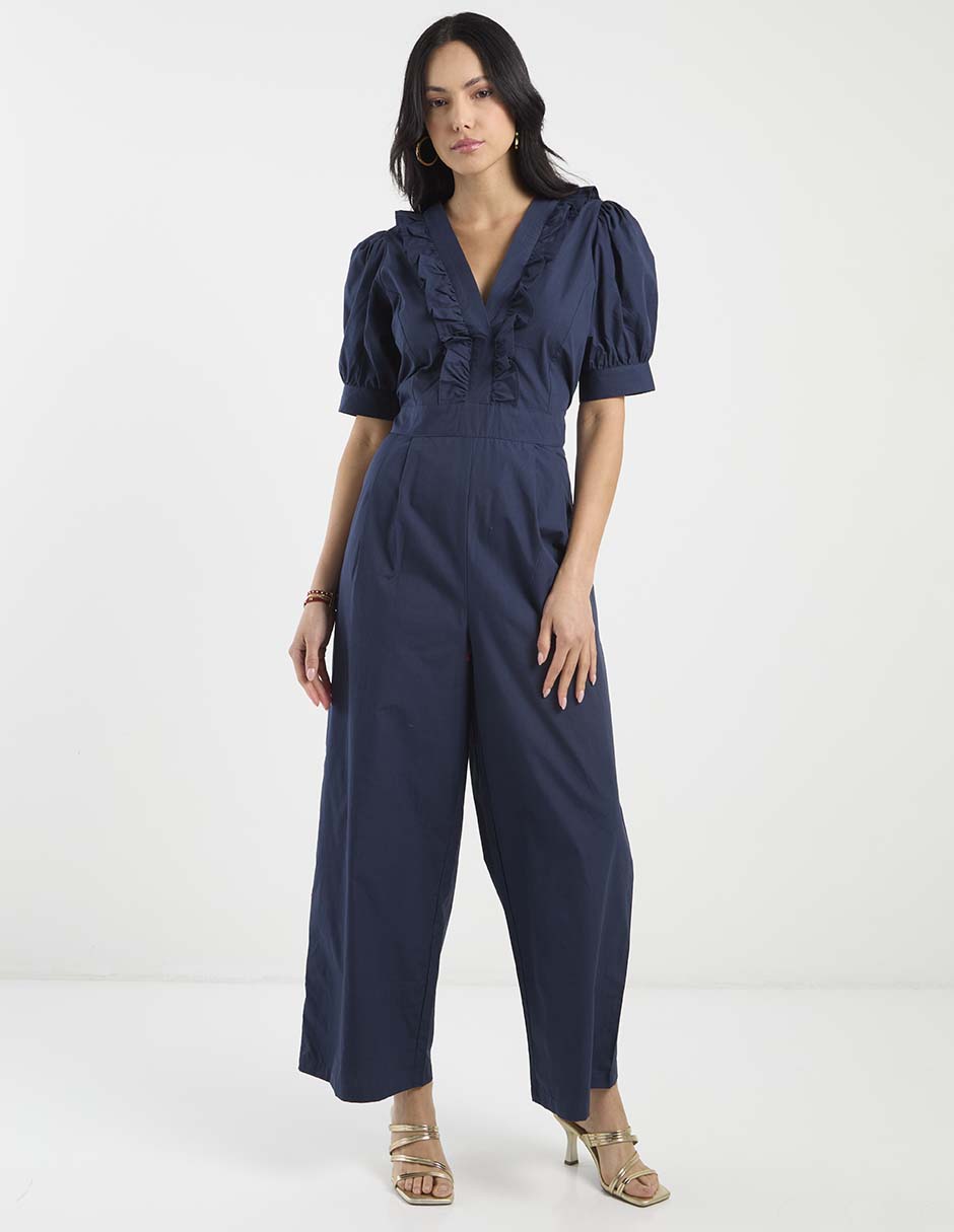 Jumpsuit de algodón formal estampado liso para mujer
