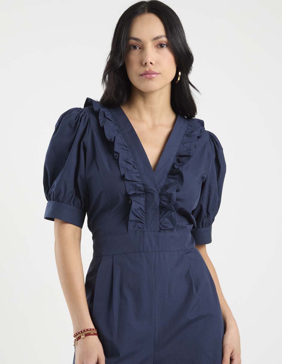 Jumpsuit de algodón formal estampado liso para mujer 4