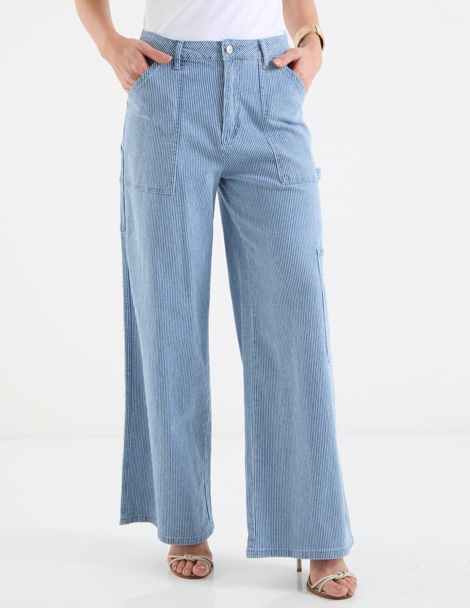 Jeans relaxed amplio corte cintura para mujer