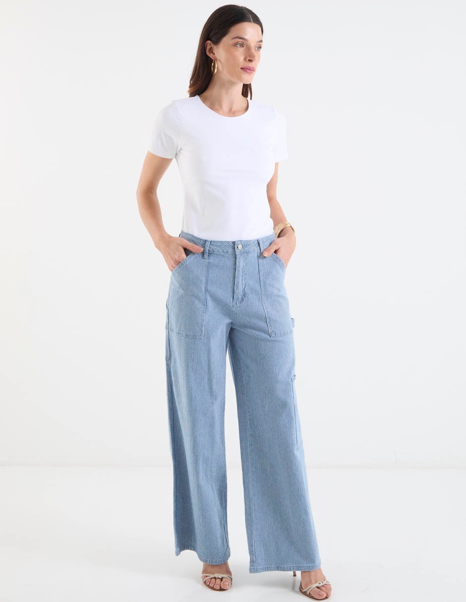 Jeans relaxed amplio corte cintura para mujer 2
