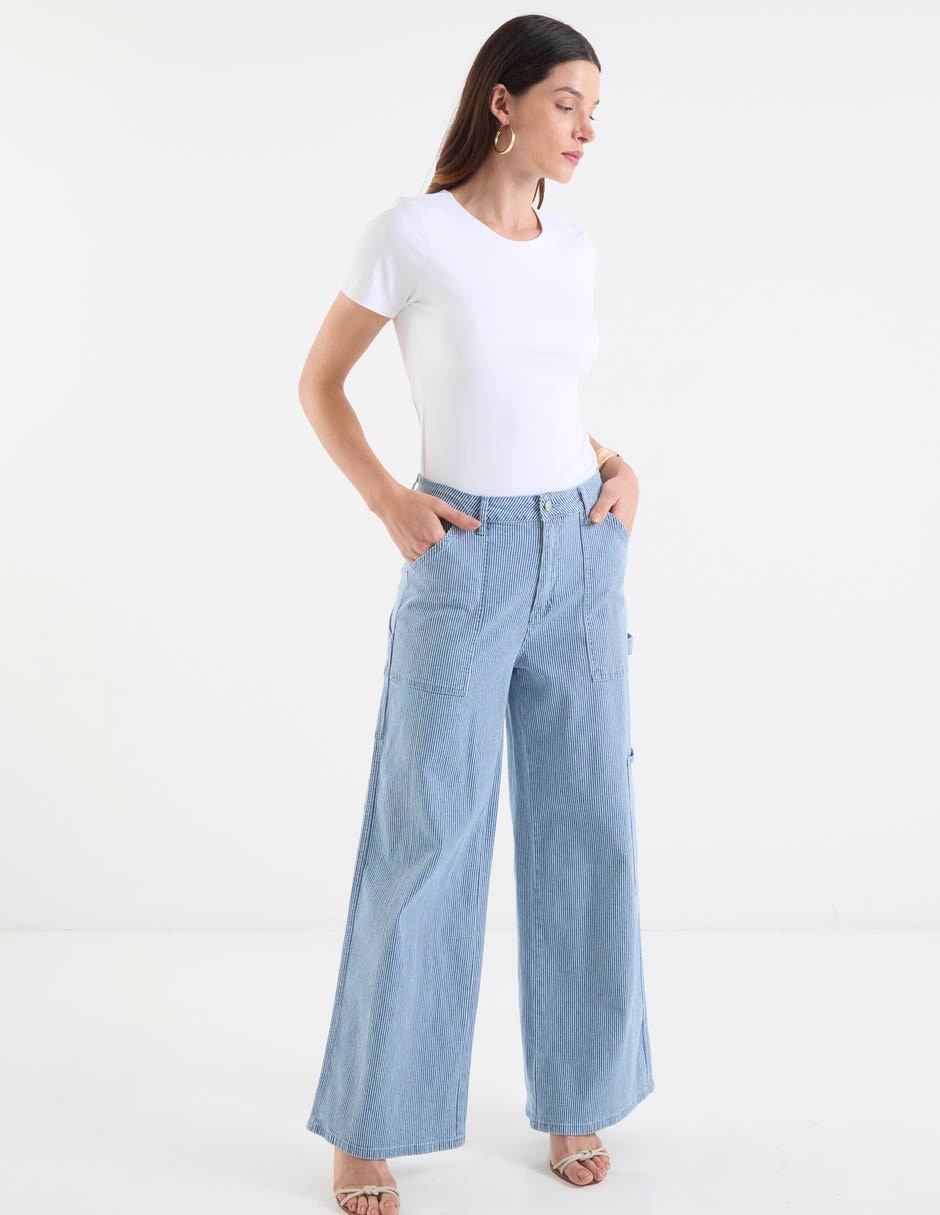 Jeans relaxed amplio corte cintura para mujer 3