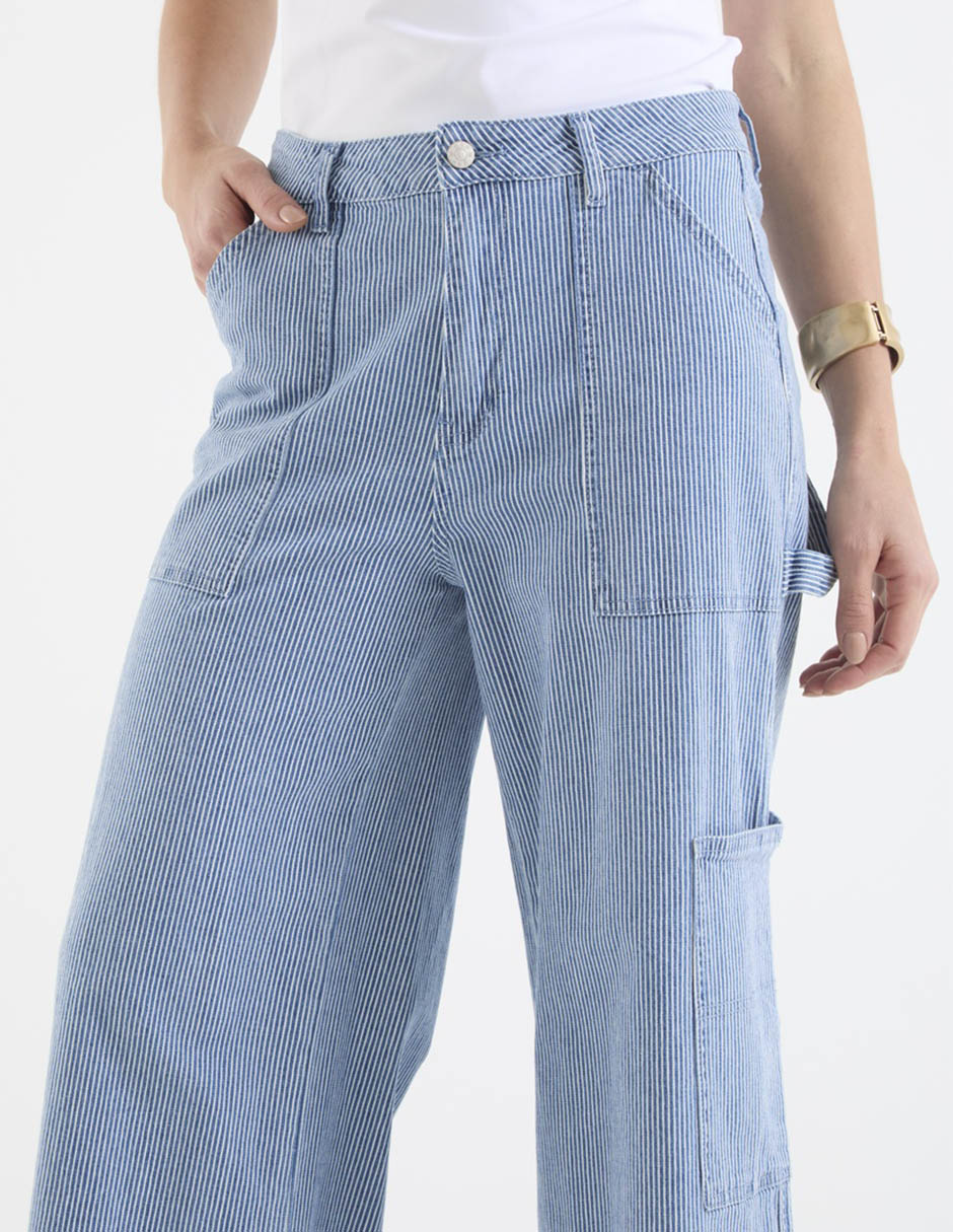 Jeans relaxed amplio corte cintura para mujer 4