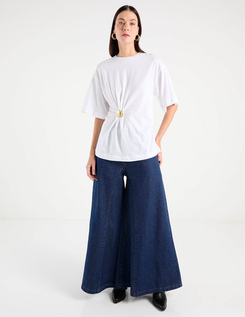 Blusa plisada manga al codo para mujer 2