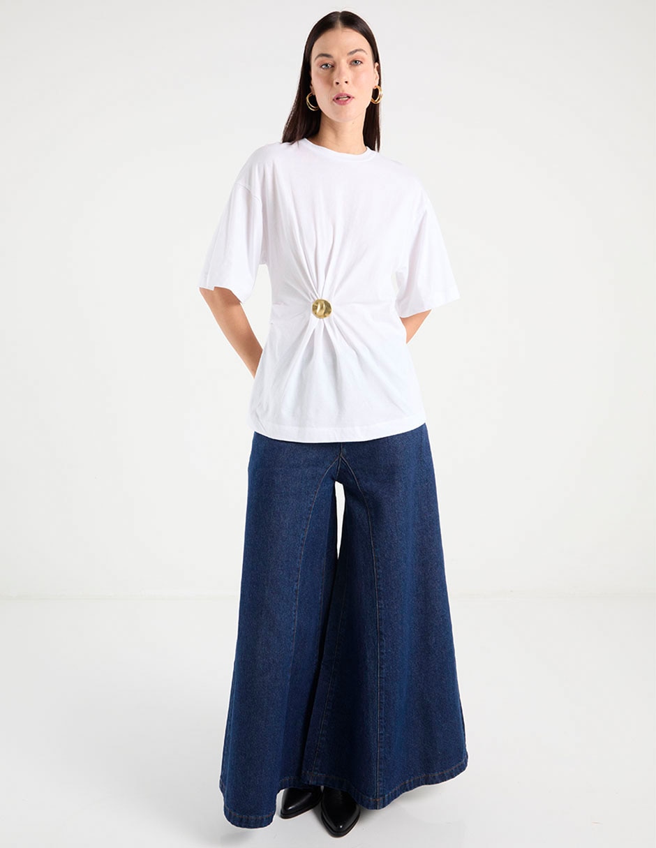 Blusa plisada manga al codo para mujer 3