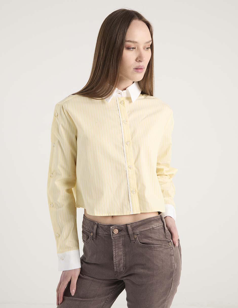 Camisa de algodón manga larga para mujer