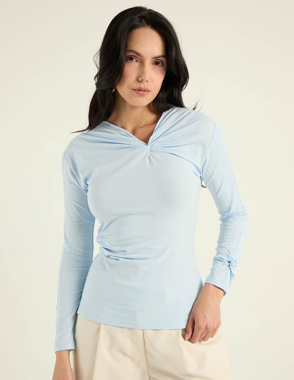 Playera manga larga cuello V para mujer Playera manga larga cuello V para mujer