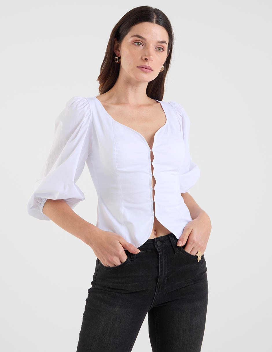 Blusa manga al codo para mujer