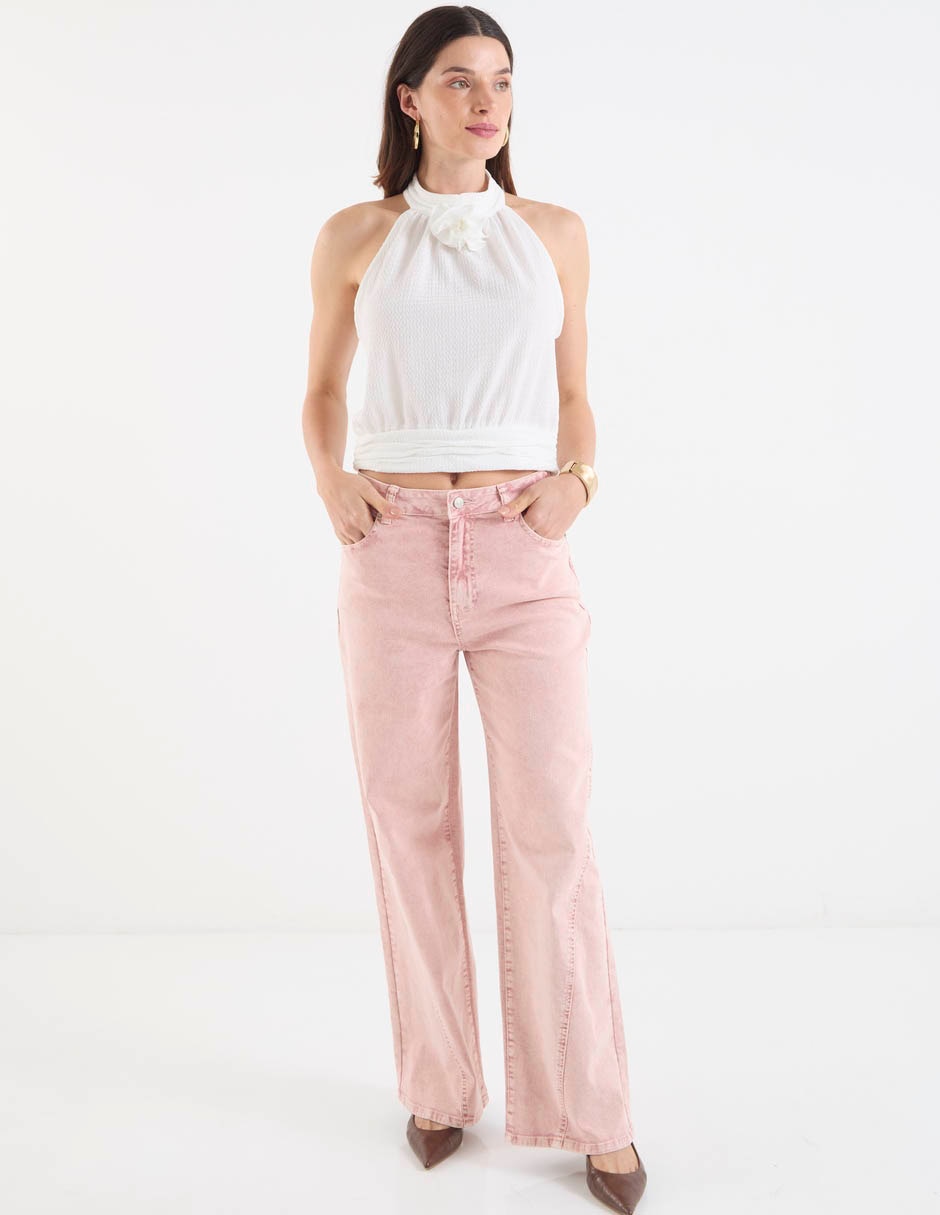 Jeans amplio a la cintura para mujer 2