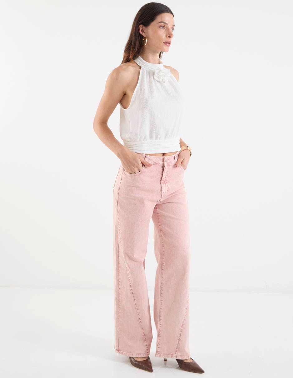 Jeans amplio a la cintura para mujer 3