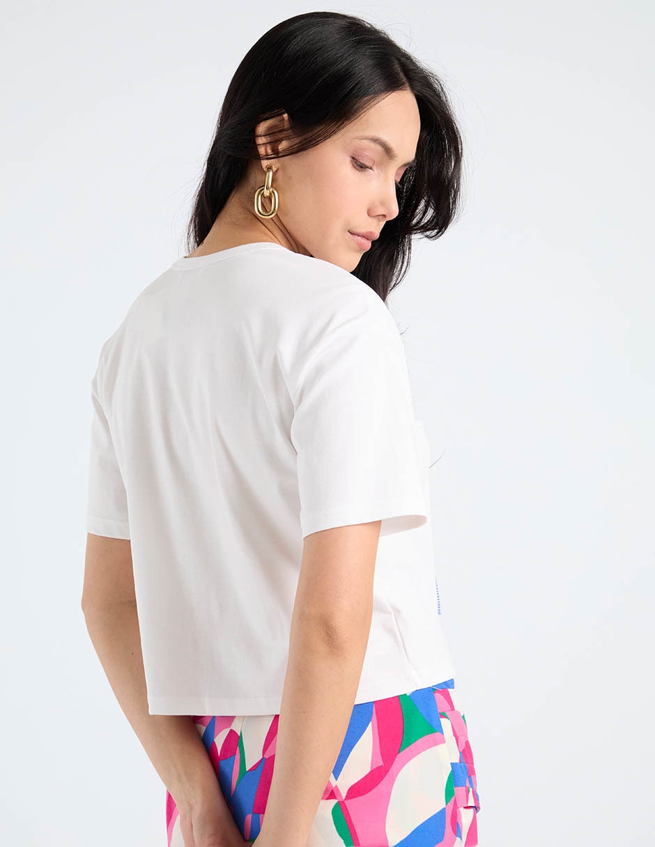 Playera manga corta cuello redondo para mujer 6