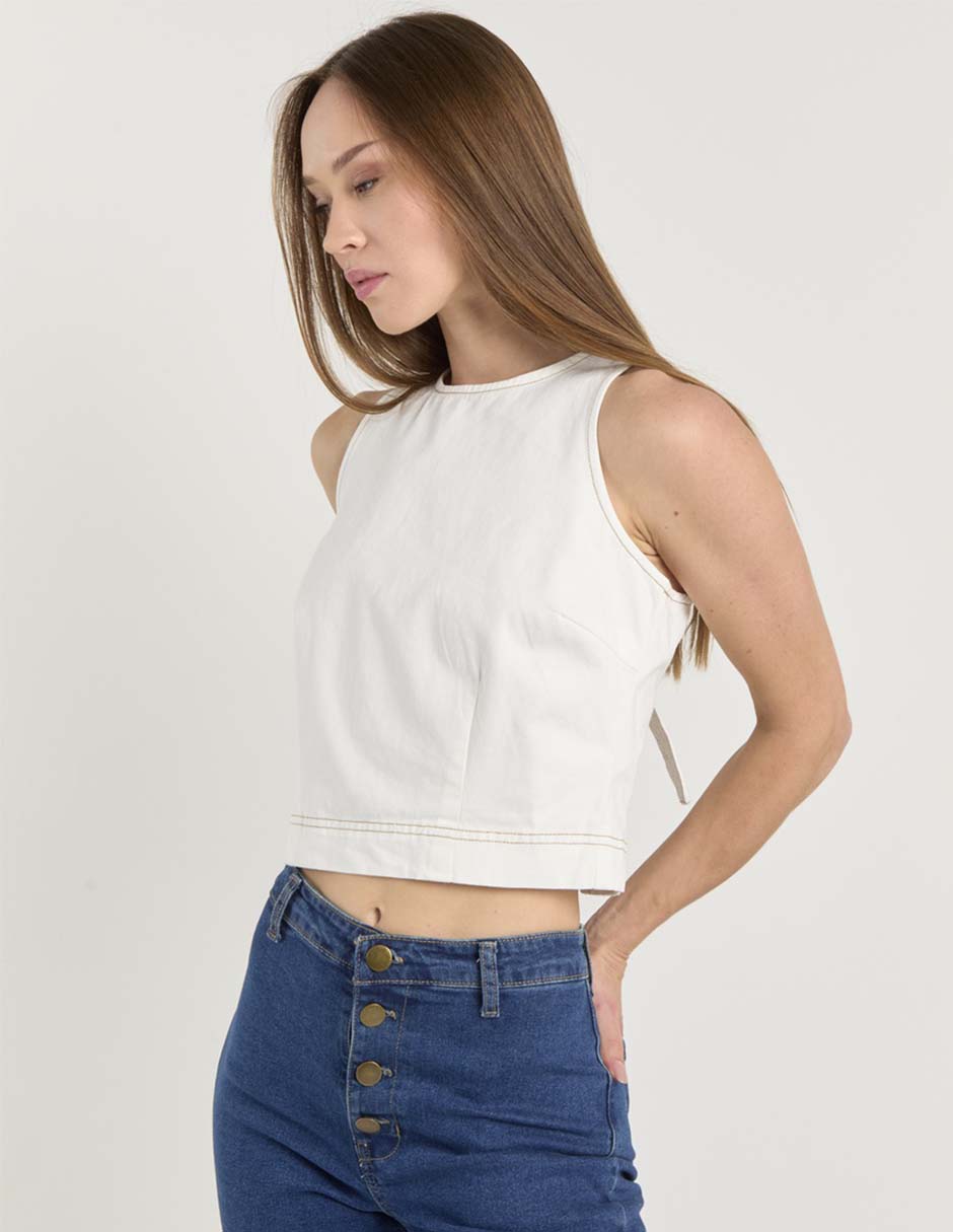 Top cuello redondo