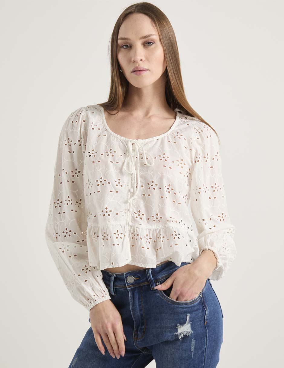 Blusa manga larga para mujer