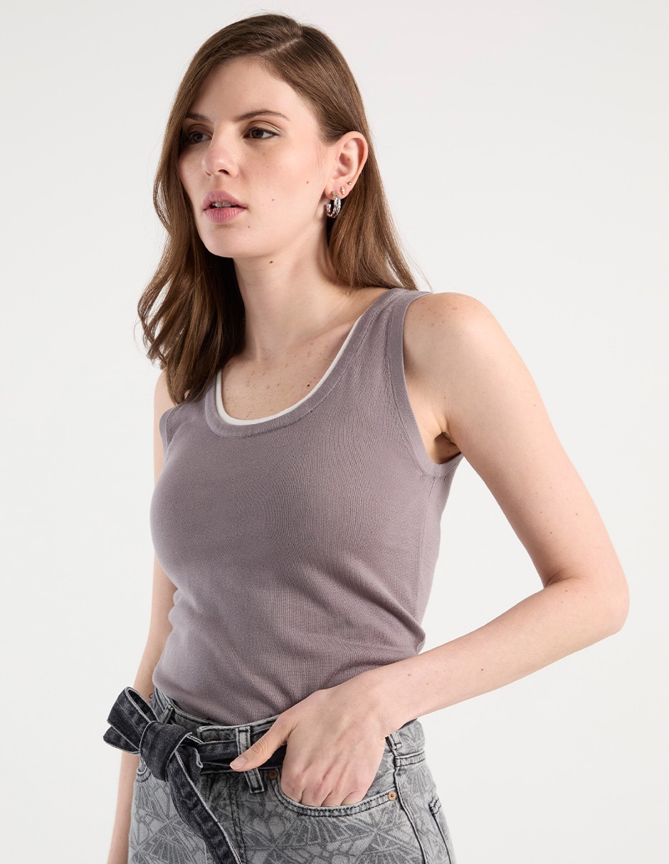 Top cuello redondo tirante ancho