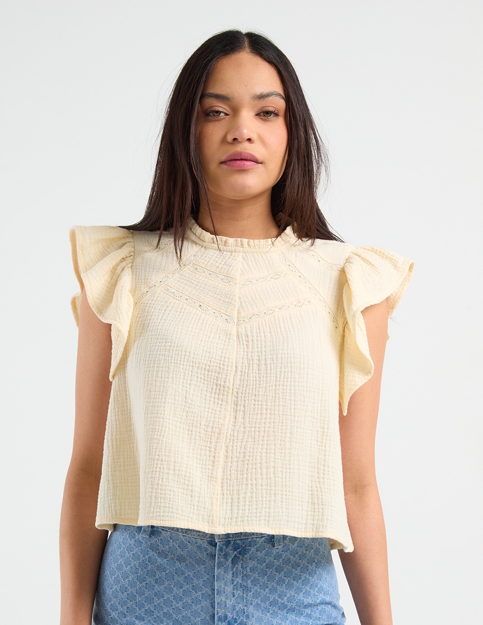 Blusa manga corta para mujer