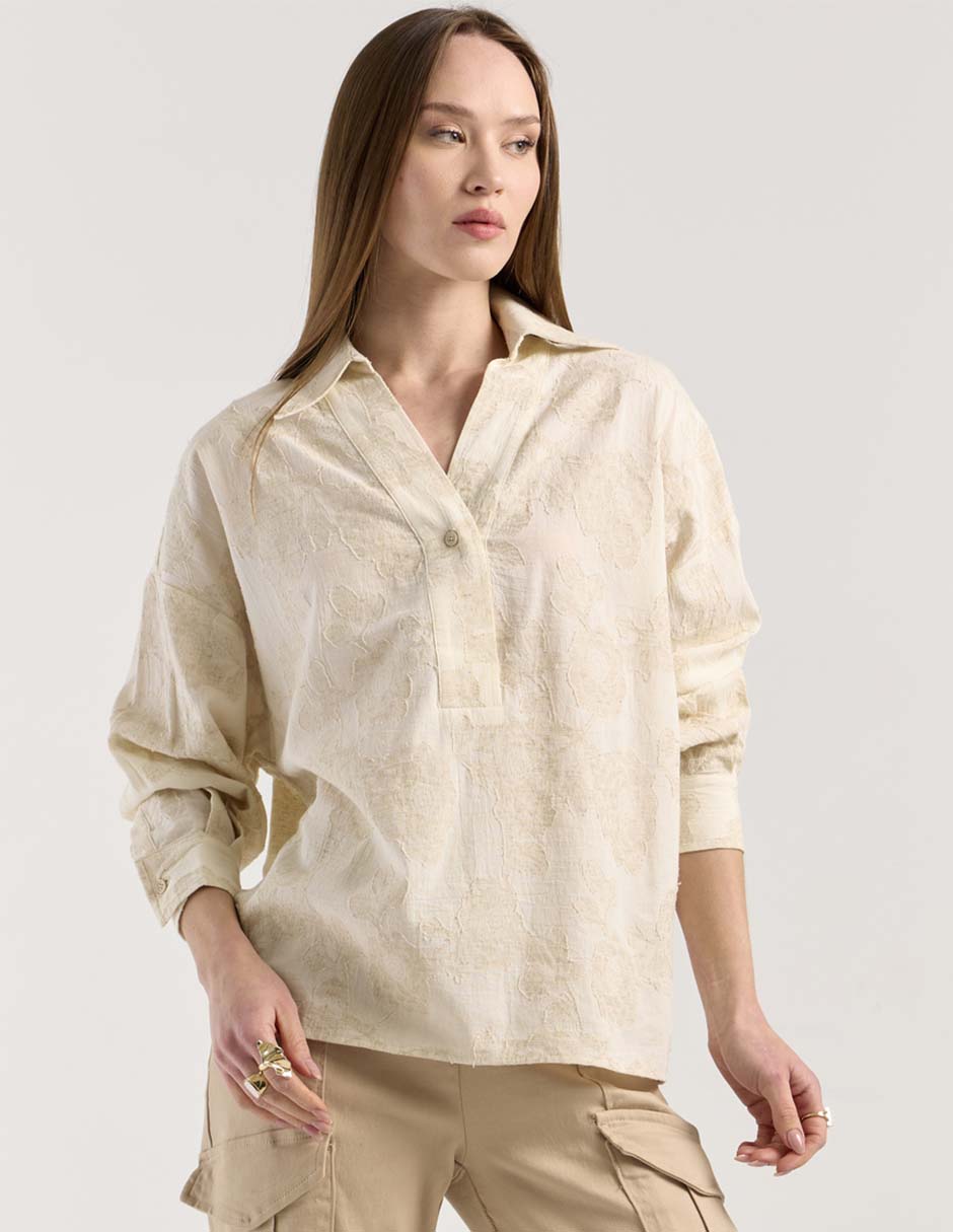 Camisa de algodón manga larga para mujer