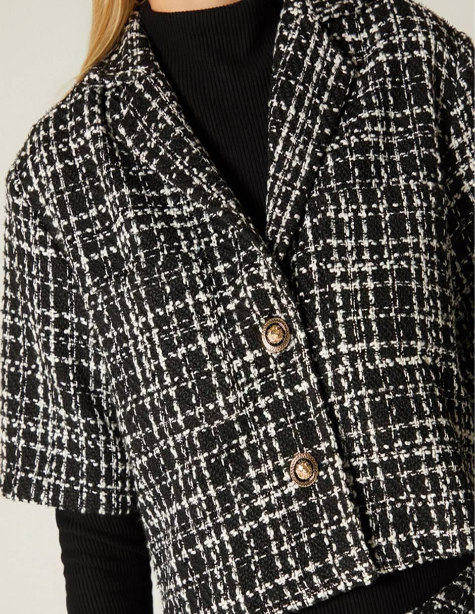 Top cuello solapa escote V manga corta