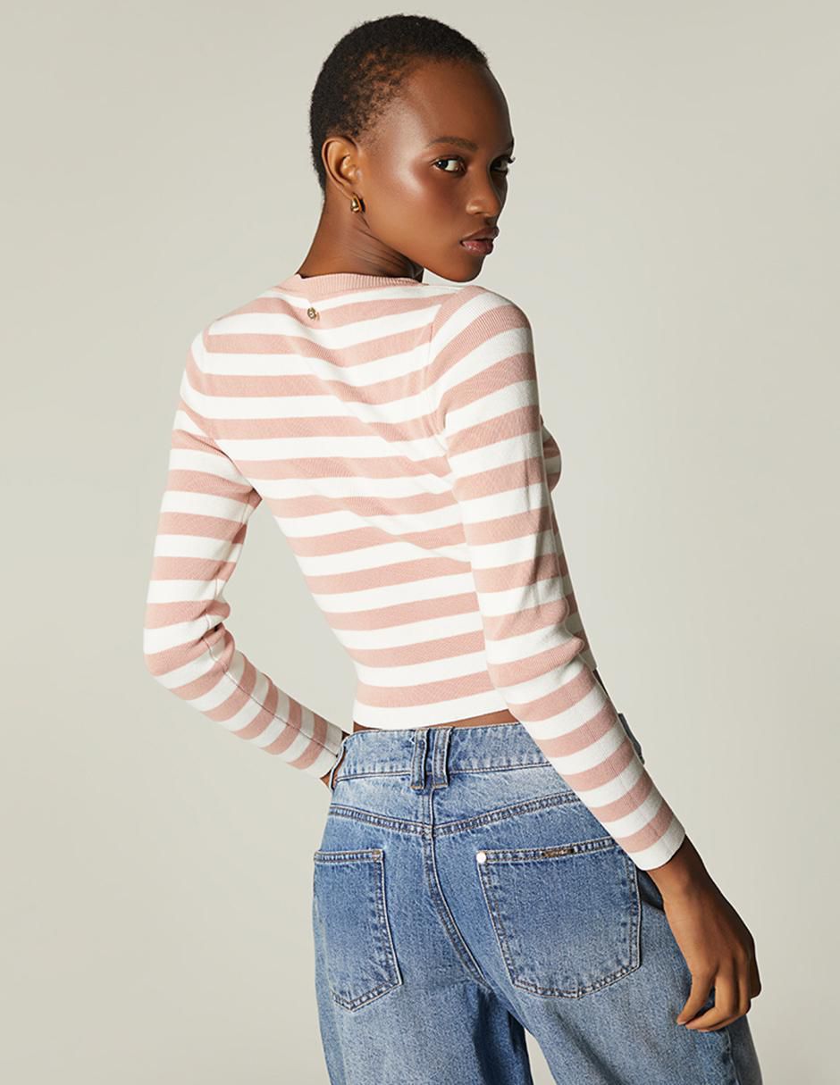 Top Studio F cuello redondo manga larga